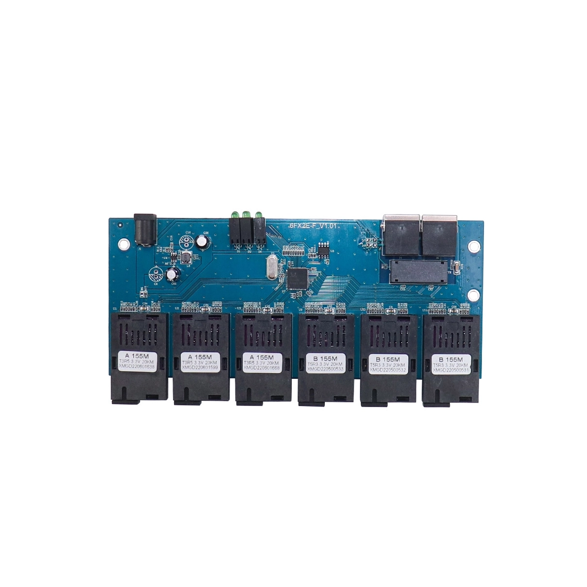 Convertisseur opto&eacute;lectronique &eacute;lectrique &agrave; 6 lumi&egrave;res, 100G, 20KM, carte PCBA, &eacute;metteur-r&eacute;cepteur &agrave; fibre