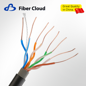 24AWG 4 أزواج ملتوية PE & PVC U/UTP 350 ميجا هرتز كابل نحاس صلب Cat5e خارجي للدفن المباشر