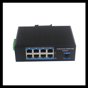 Convertidor de medios Industrial Gigabit 1 SFP y Ethernet de 8 puertos