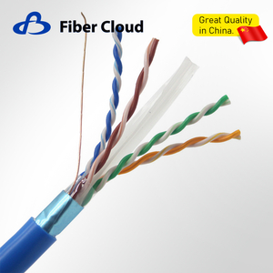 23AWG 4 أزواج ملتوية CMR F / UTP 550 ميجا هرتز كابل إيثرنت داخلي من النحاس الصلب Cat6