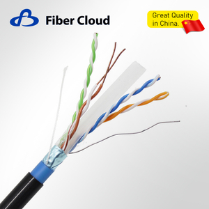 23AWG 4 pares tran&ccedil;ados PE e PVC F/UTP 550 MHz Cobre s&oacute;lido Cat6 Cabo a granel para enterro direto externo